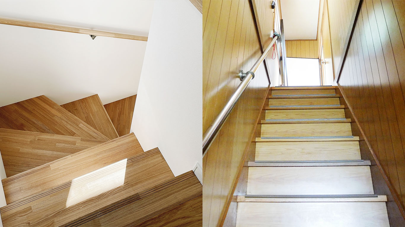 直線階段と曲線階段、屋内外向けモデルの違い