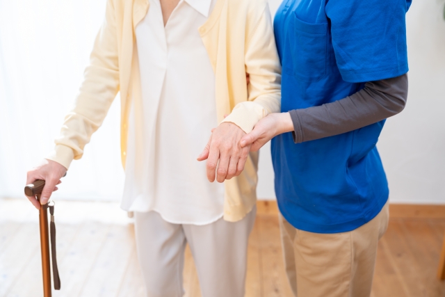 介助者と杖使用者