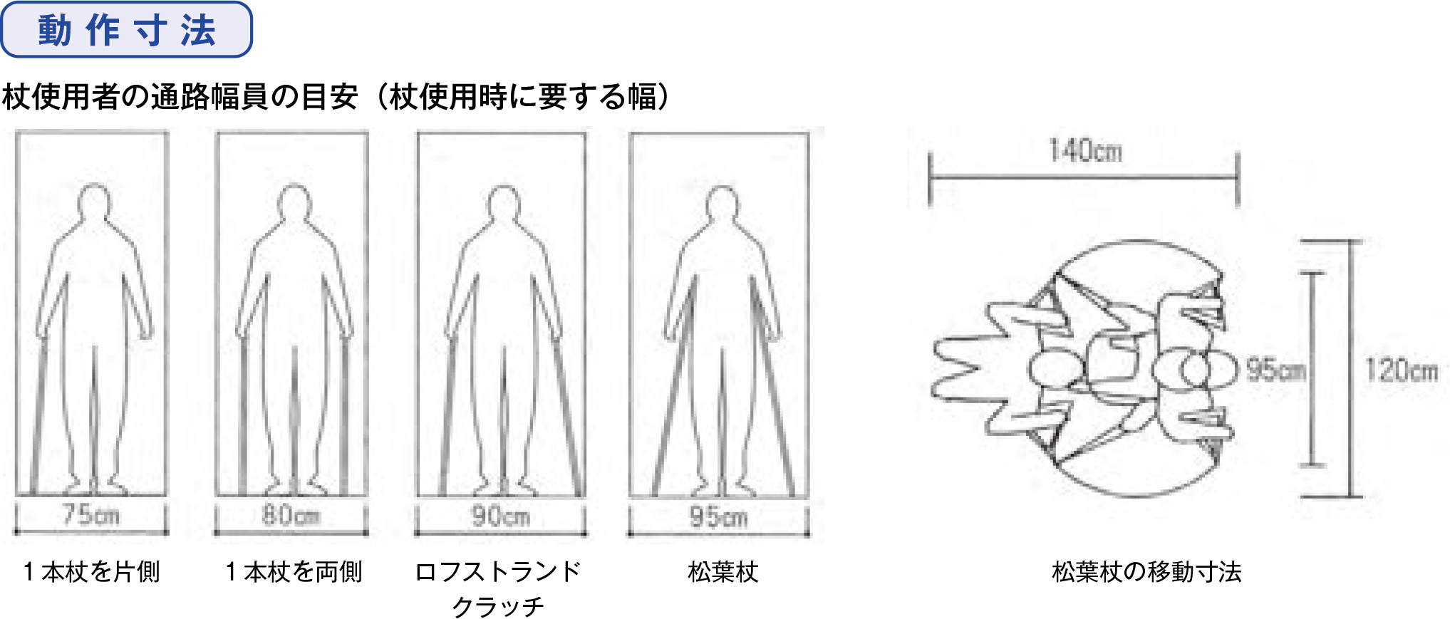 杖使用者の動作寸法