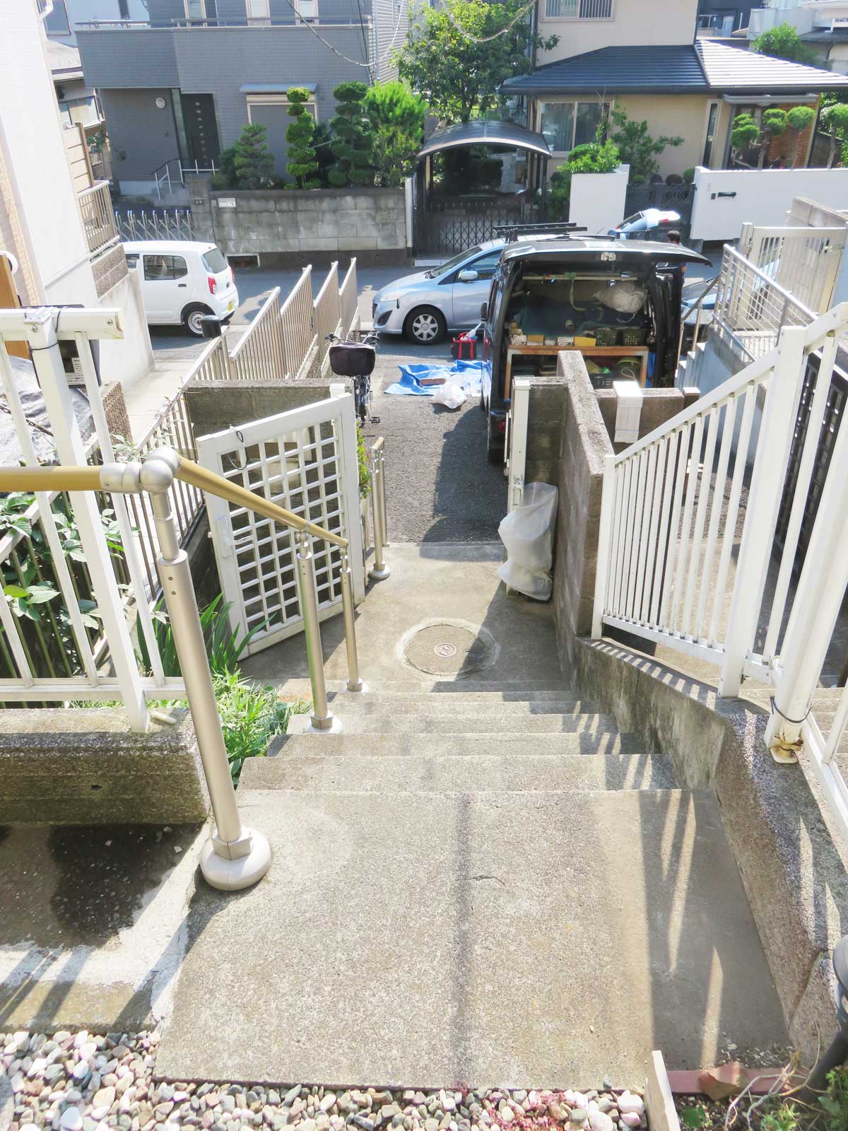 施工後　屋外手すり　屋外階段
